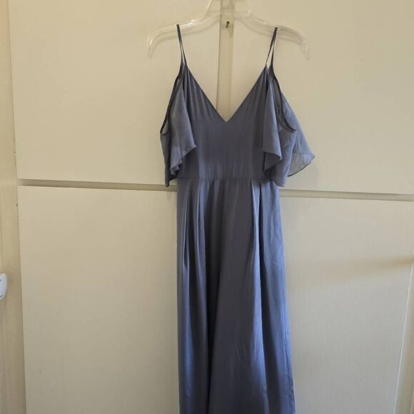 Shein Shimmer Grey Jumpsuit with Spaghetti Straps, NWOT, Sample, sz. 4 - Picture 1 of 10